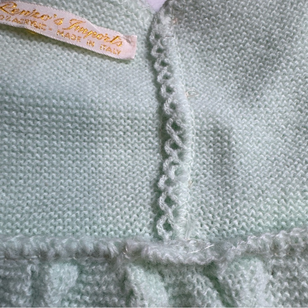 Vintage Perzo Baby Knit Dress
Mint Green Handcrafted Acrylic
New Tag - Picture 11 of 14